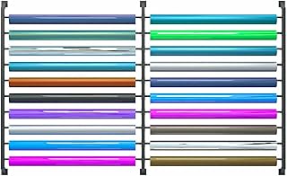 LASDERTV Estante de exhibición de películas Que cambian de Color para automóviles, Soporte para Rollos de Vinilo de Metal de 20 Rollos, Estante de Almacenamiento de Montaje en Pared Multiusos con VAR