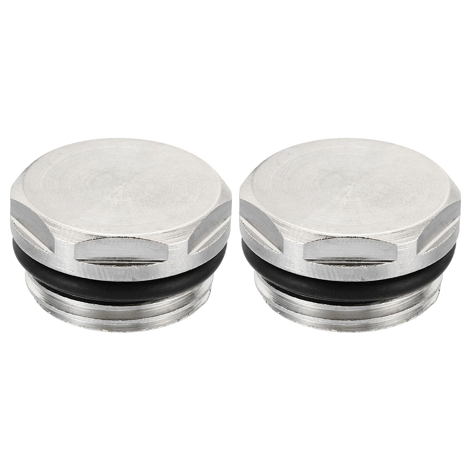 PATIKIL 1/2 Inch BSP Male Thread Blank Cap Manual Radiator Air Vent Plug, 2 Pack Nickel Plated Brass Plugs for Radiator Heater Silver