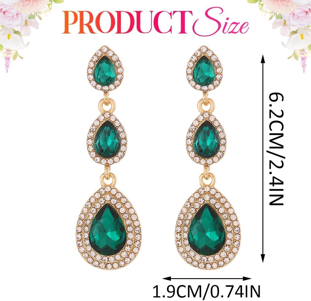 Catery Long Rhinestone Earrings Silver Teardrop Earrings Dangling for Women - Image 5