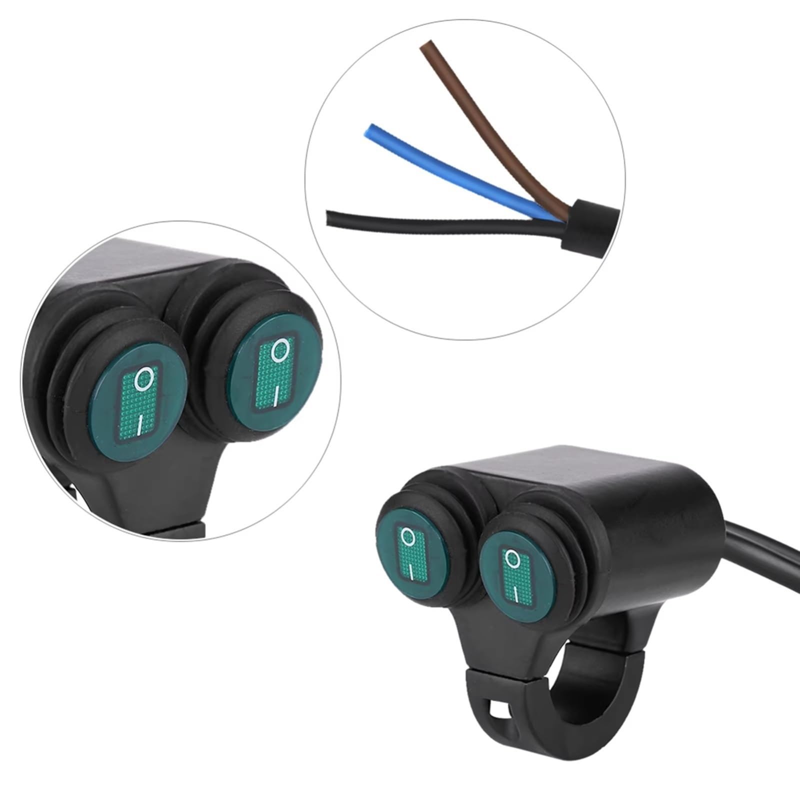 22 Mm Interrupteur Universel Pour Guidon De Moto Phare Frein Antibrouillard Klaxon Double Bouton De Commande Accessoires Moto Contacteur d'Allumage(C)