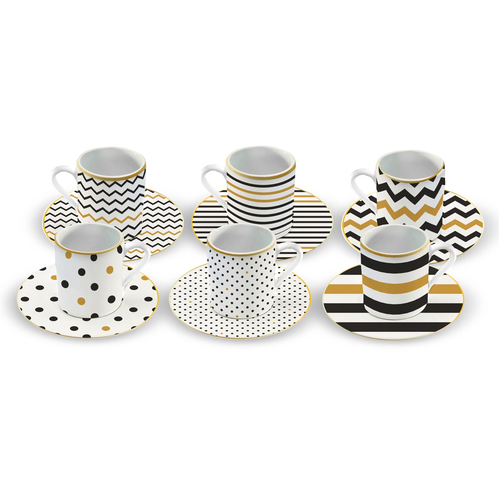 Bamboe Gekleurde Koffiekopjes Set, 6 Persoon, 90 ml met Dienbla