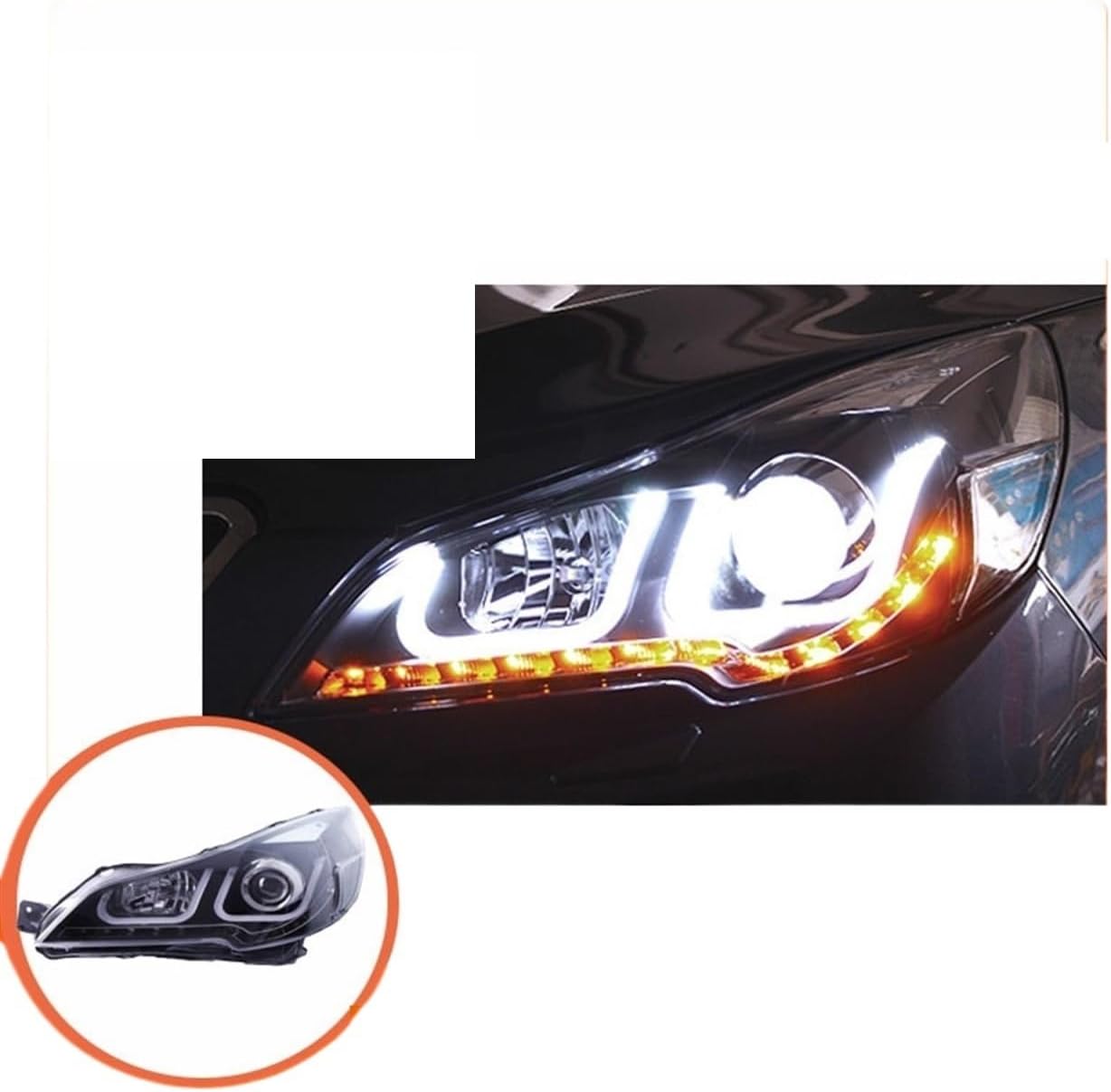 Car Styling Compatible With Outback Headlights 2010-2014 LED Head Lamp Angel Eye DRL Hid Bi Xenon Auto Accessories(Headlight No Bulb)