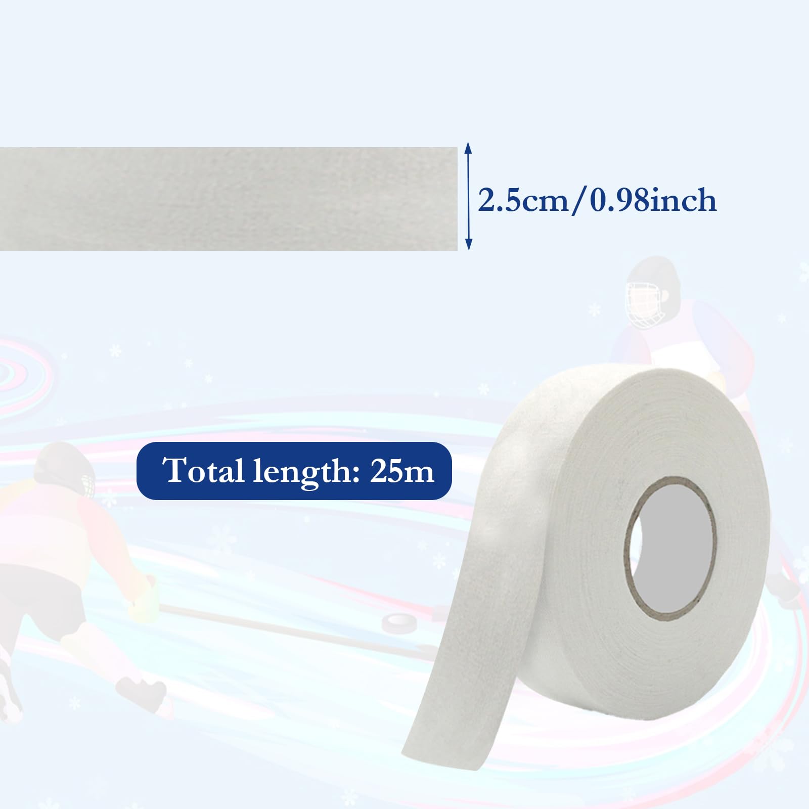 Ruban de Hockey Rouleaux, Poignée de Bâton de Hockey, Autocollant Hockey Bande, Auto-Adhésif Ruban Hockey sur Glace, Sport Bâton Grip Bande pour Hockey Badminton Raquette Squash Tennis