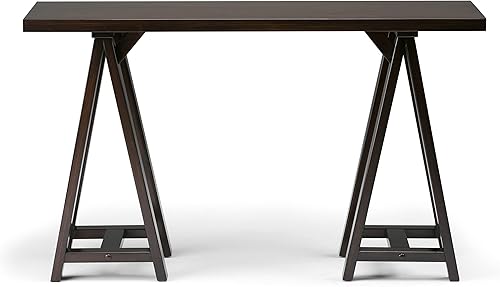 Miniatura 46 de SIMPLIHOME Sawhorse - Mesita de noche de madera maciza de 24 pulgadas de ancho, moderna, industrial, color gris envejecido, para sala de estar y