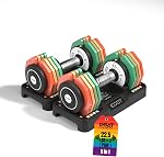 Ensemble de dumbbells réglables 2, 12.5LB/22,5LB 5 en 1 Set de douille réglable avec poignée antidérapante & Plaques de poids couleur arc-en-ciel pour la maison de gym, Ensemble de poids pour les femmes hommes