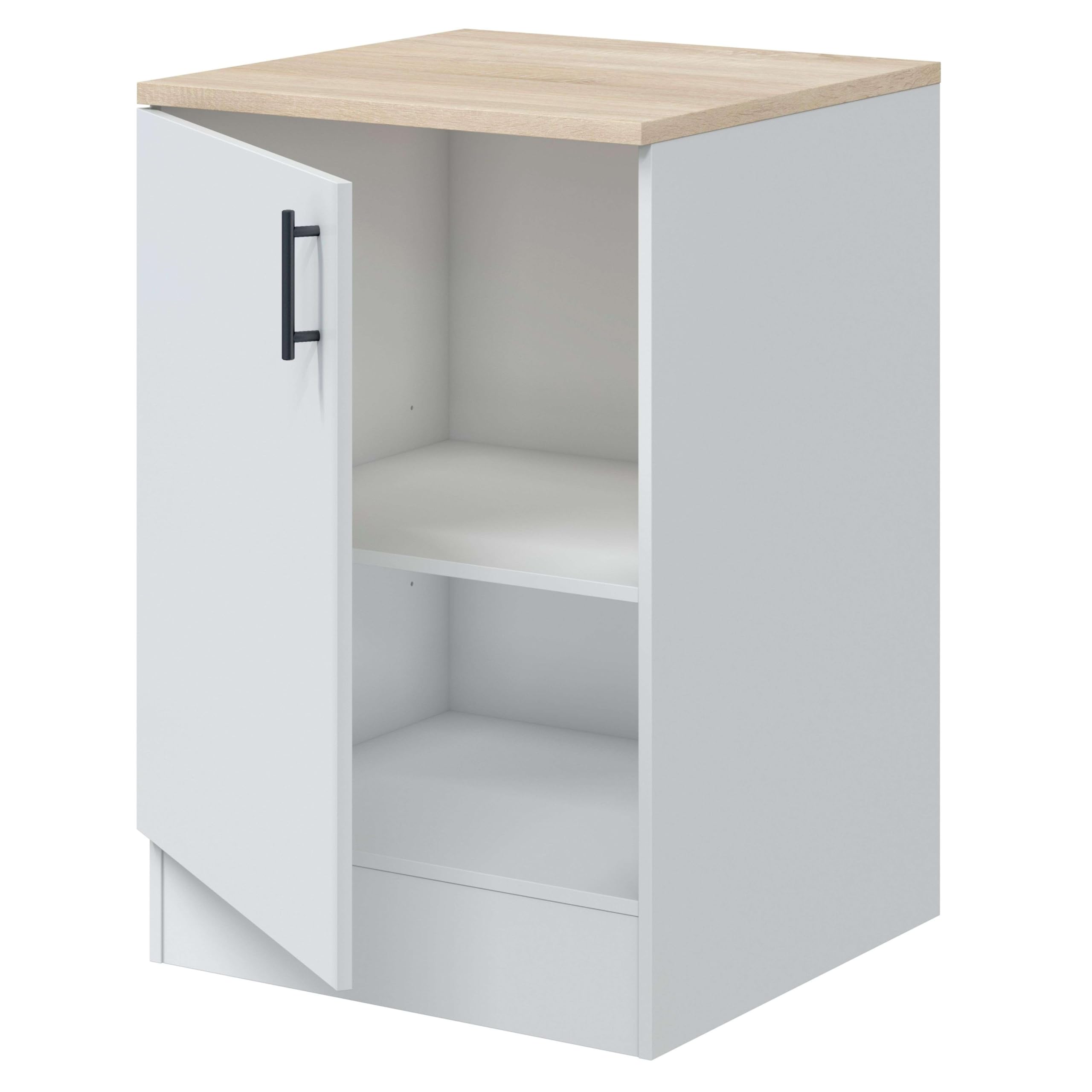 Bricohabitat Módulo Inferior Cocina Kira Moderno 1 Puerta Blanco Brillo y Roble Canadian 60x90x60 cm