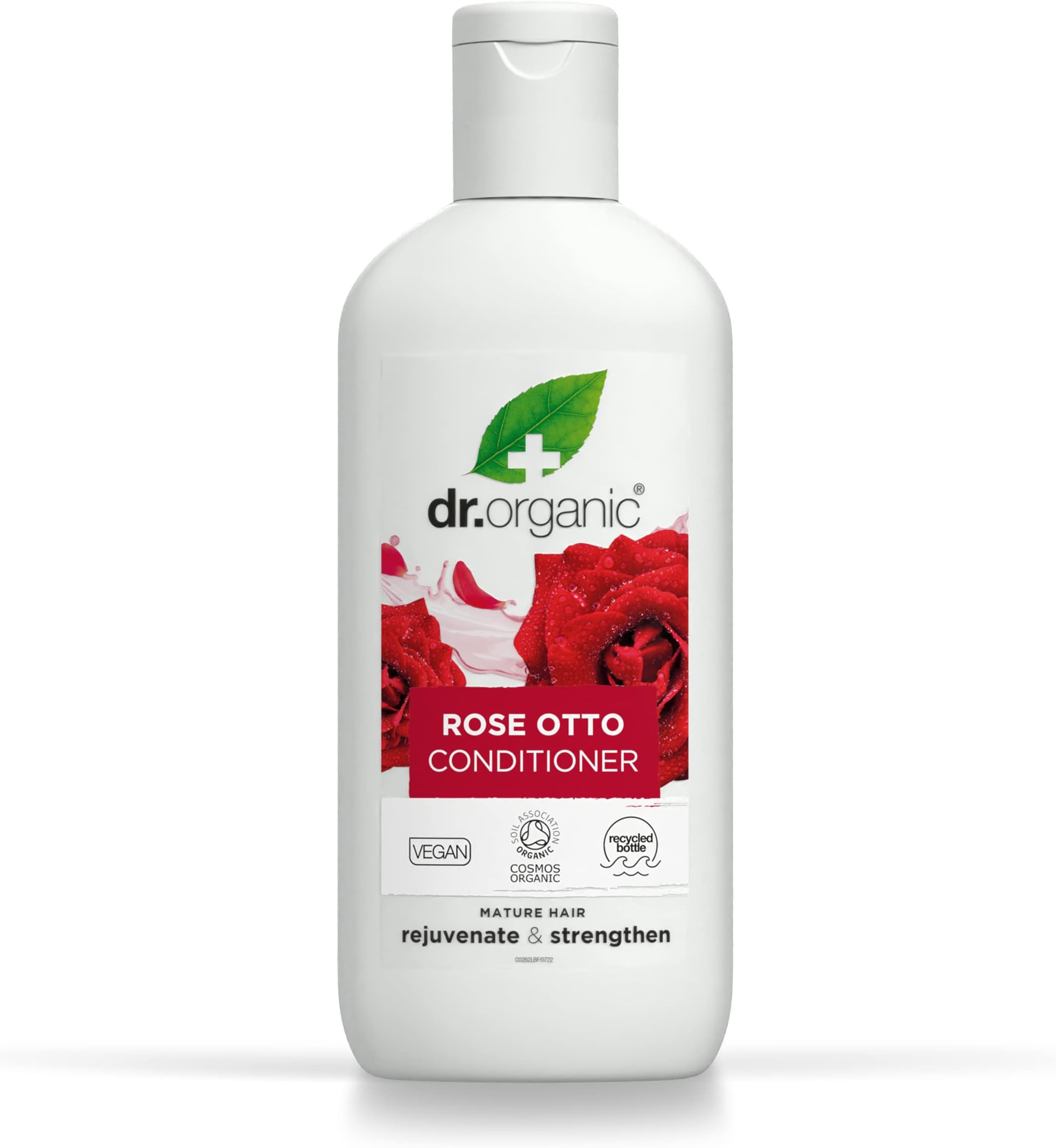Dr Organic Rose Otto Conditioner, Restoring, Mens, Womens, Natural, Vegan, Cruelty-Free, Paraben & SLS-Free, Recyclable & Recycled Ocean Bound Plastic, Certified Organic, 265ml, Packaging may vary