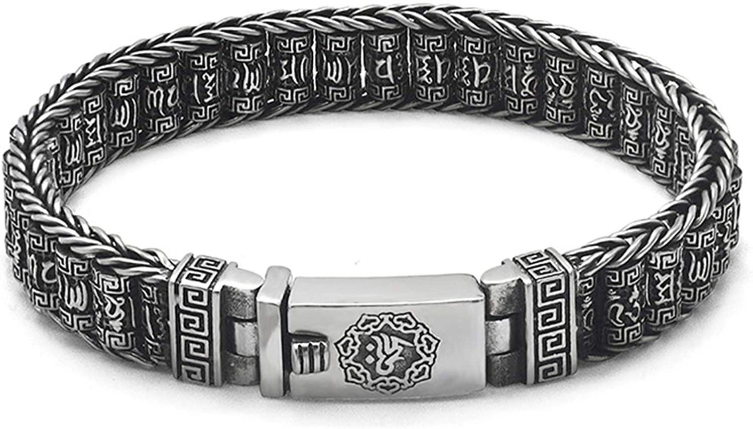 LYGXWJFC 925 Silber Armband Herren Retro Weben Buddhistisches Vajra Armband Personalisierter Schmuck Für Männer Armband Für Männer Junge Vater (Größe: 22 cm/8,66IN)