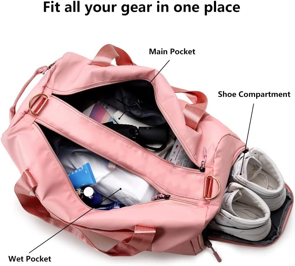 Image of Puffy Duffle Bag For Women, 18 * 14 * 8 Personal Items Bag with Wet Pocket, Overnight Weekender Travel Bag, orange1, medium, Sporty Casual