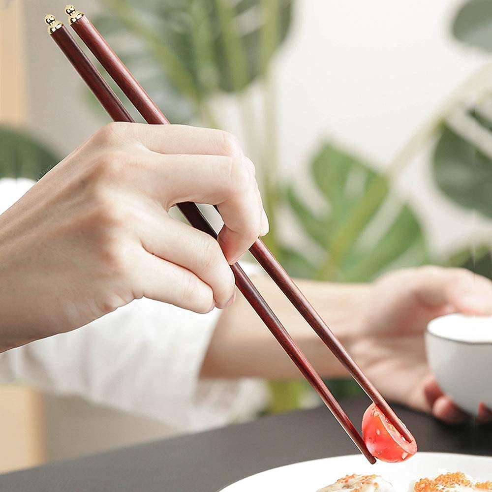 Baguettes japonaises réutilisables Baguettes en métal 5 Paires Baguettes réutilisables Coffret Cadeau, Baguettes Chinoises en Bois Naturel avec boîte Faite à la Main Vaisselle de c(A)