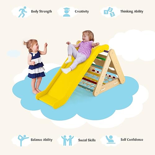 Miniatura 5 de GLACER Triángulo de escalada 4 en 1 con rampa, juego de juguetes de escalada con pared de cuerda, escalera de escalada y escalera de escalada,