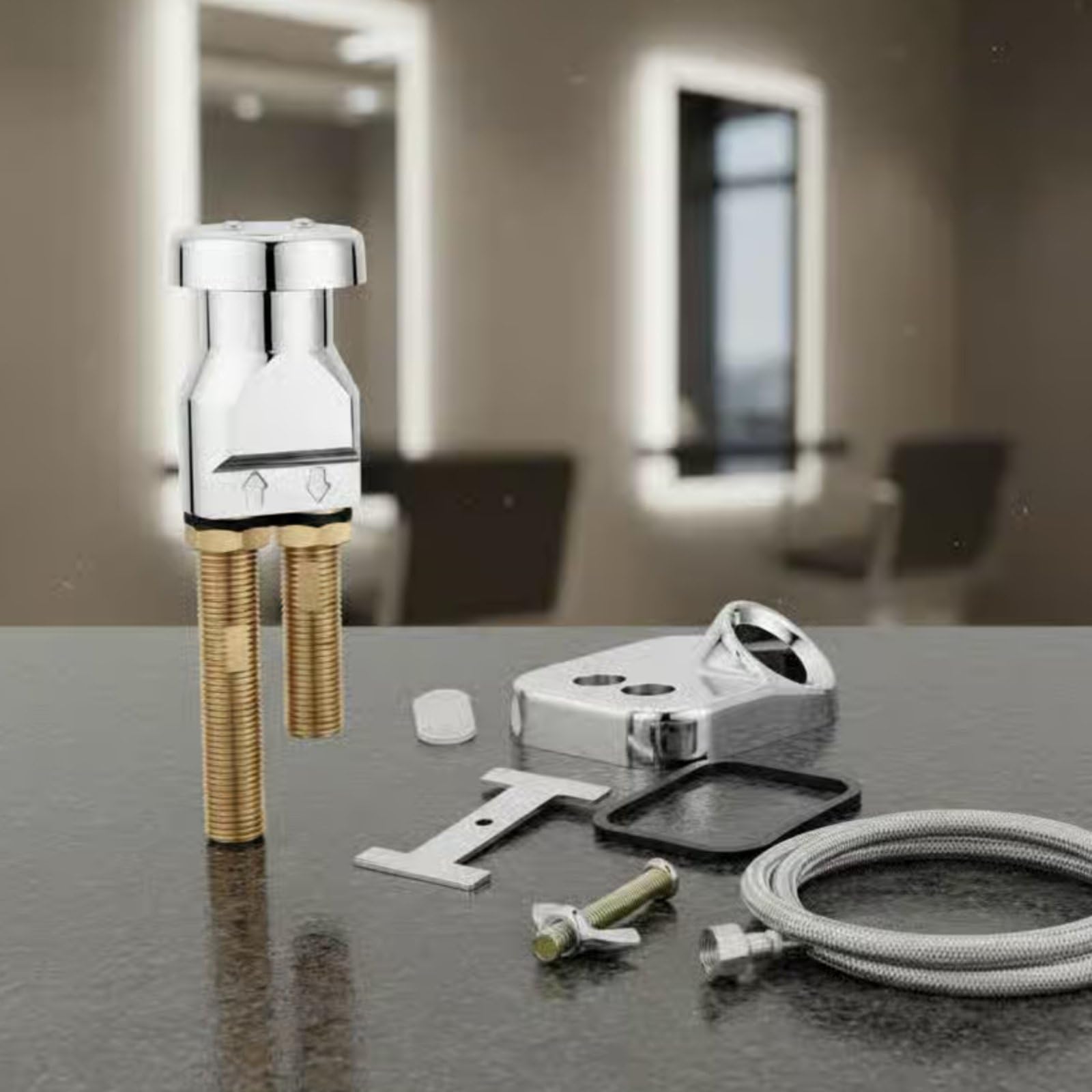 Amagogo Grifo para Lavacabezas con Mezclador de Agua Adaptador para Cuenco de Lavado de Instalación Sencilla Materiales de Latón y Adecuado para Estaciones de