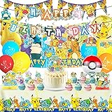 Cartoon Party Supplies Set, Supply & Party Decorations Set Include Happy Birthday Banner, Backdrop,