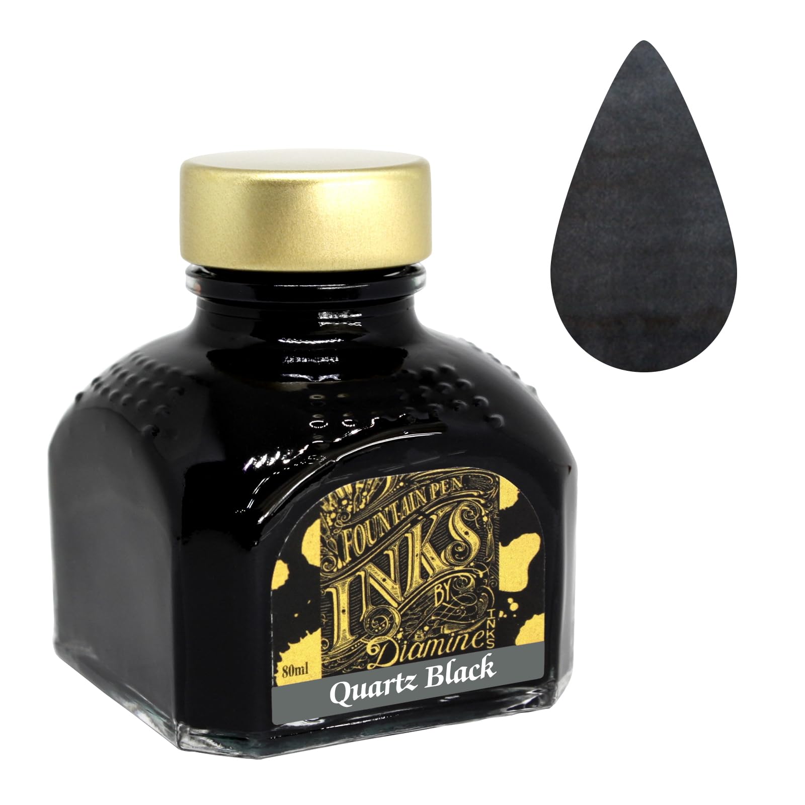 Diamine 80ml Quartz Black fountain pen ink bottle