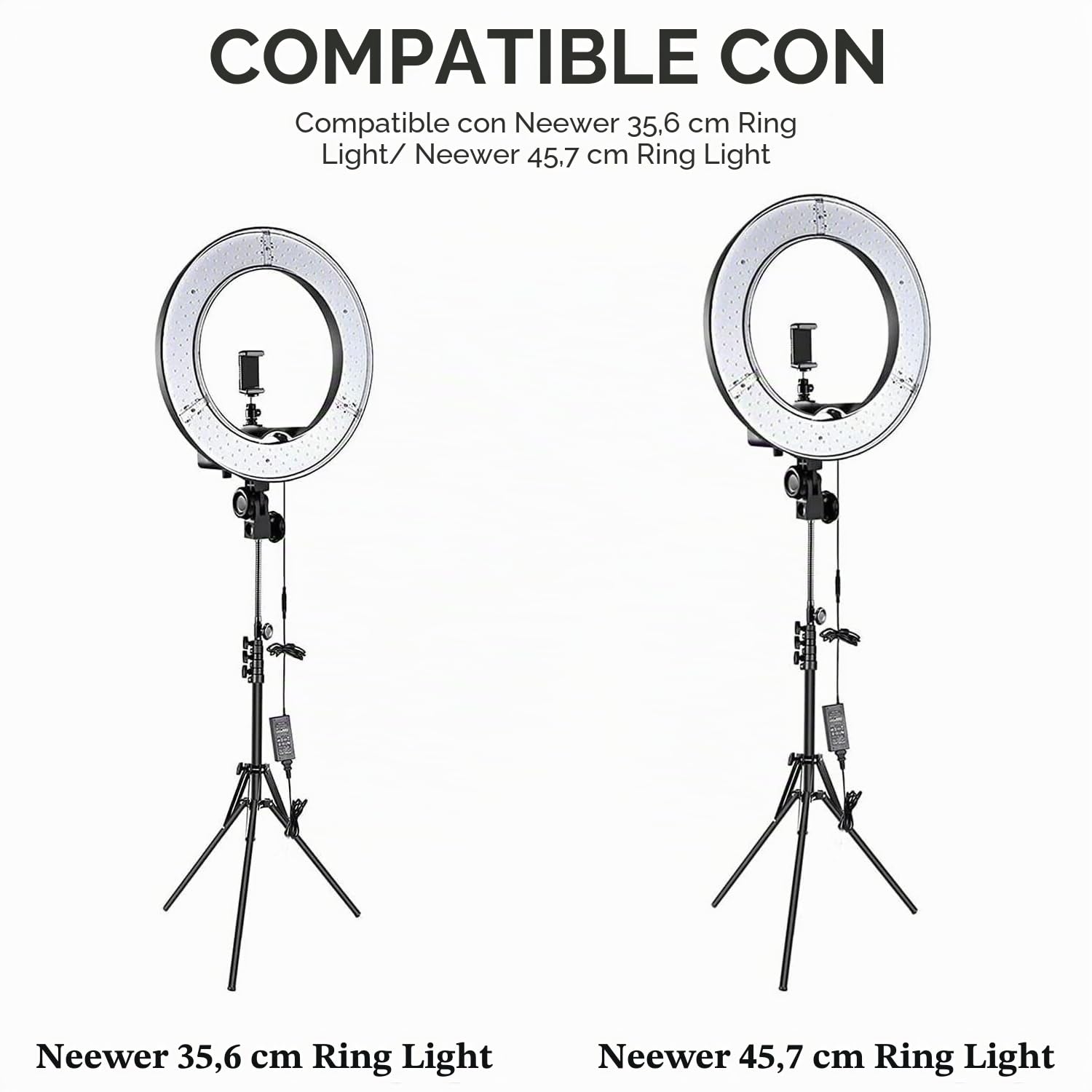 KFD DC 15V Adaptador de Corriente para Neewer Fotografía 14" 18" Photo Studio Ring Light Fuente de Alimentación Trípode Foto Estudio Anillo Luz NW-150480D2 Cable de Alimentación