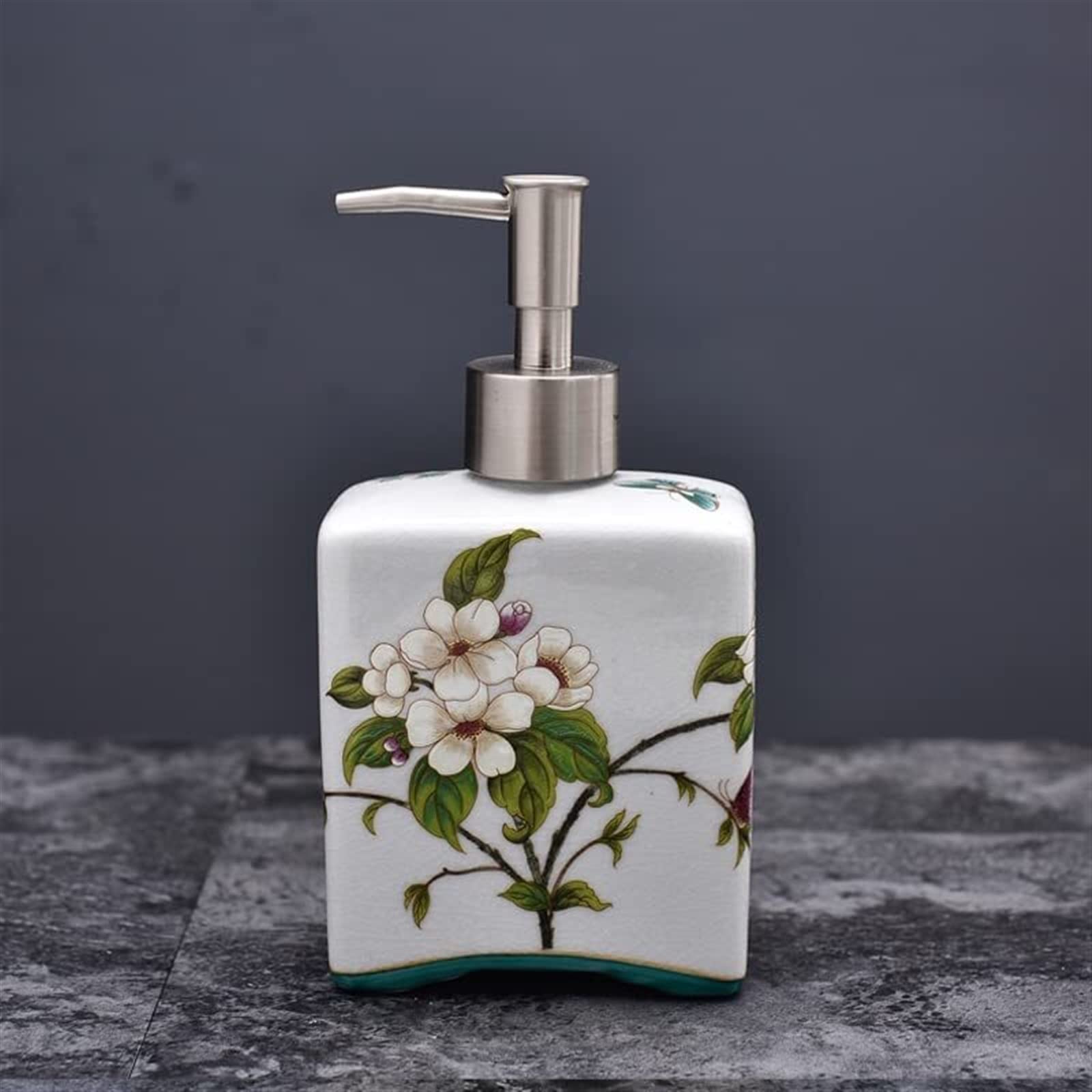 Kit di accessori per il bagno, include vassoio in ceramica, portaspazzolino, tazza per denti, 2 dispenser per lozioni, portasapone, cartuccia e coperchio per polvere (dimensioni: C)