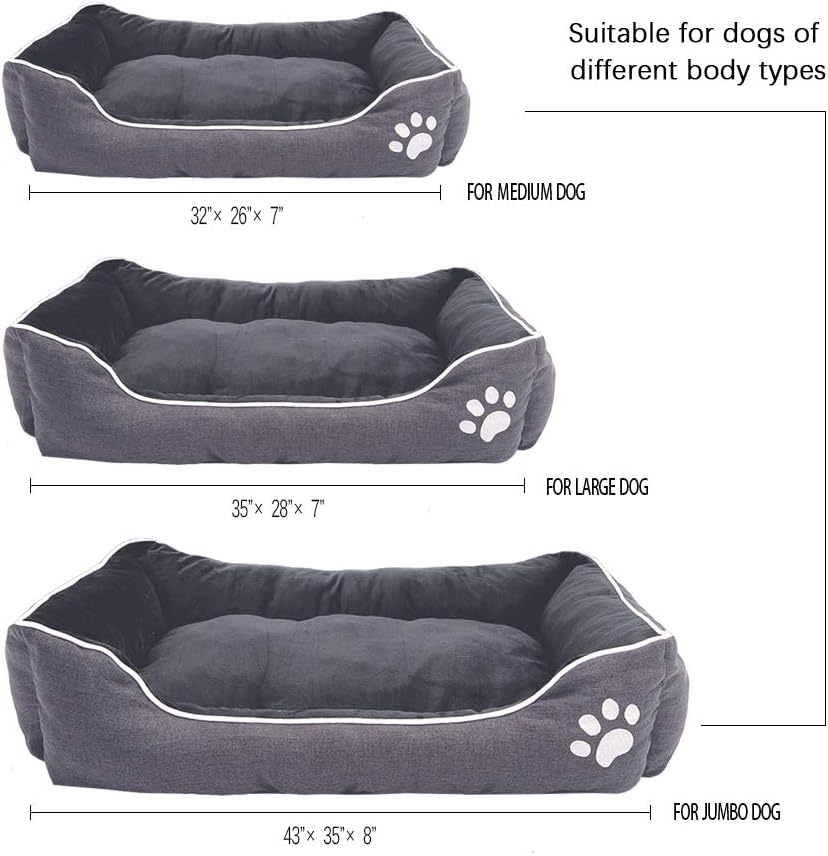 Paercute Dog Bed for Medium Dog, Safety, Machine Washable, Comfortable, Rectangle Warming Pet Bed for Dogs or Cats. (XL-Medium-32''x24'', Dark Gray)