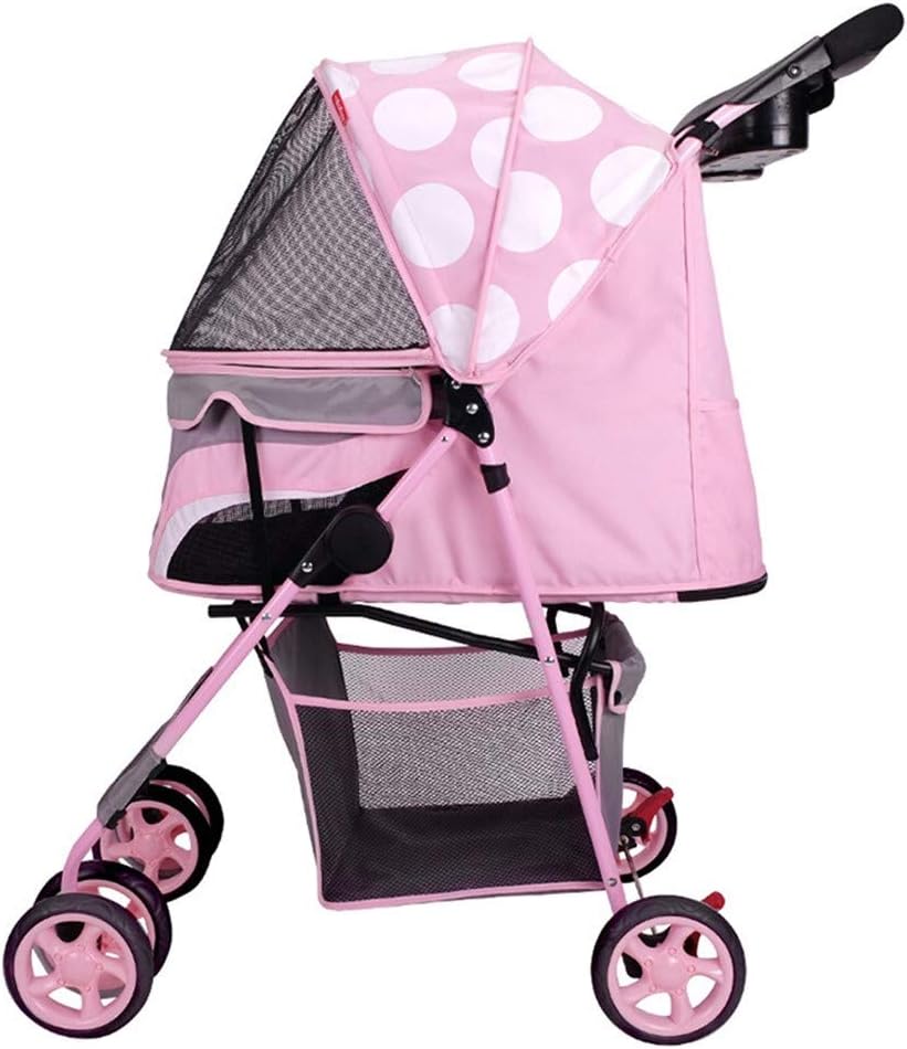 Pet Stroller Convenient Dog Supplies Pet Stroller One Button Folding Pet Trolley Travel Buggy Under 10kg (Dark Blue One Size)