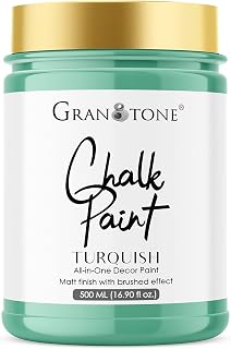 GRANOTONE Chalk Paint for Furniture, Matt-Finish Water-Based Acrylic Paint for Wood, Walls, Metal, Glass, Paper, Fabric Canvas, Maximum Coverage Chalk Paint for Kids & Adults, 500 Ml (TURQUISH)