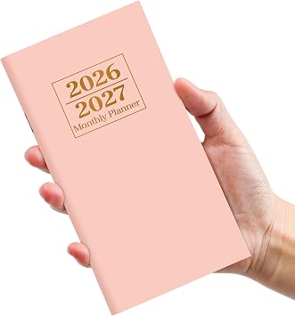 Pocket Calendar 2026-2027 for Purse, Two Year Monthly Planner Pocket Size, Jan 2026 to Dec 2027 Monthly Planner Small Size 6.5" x 3.5" - Pink