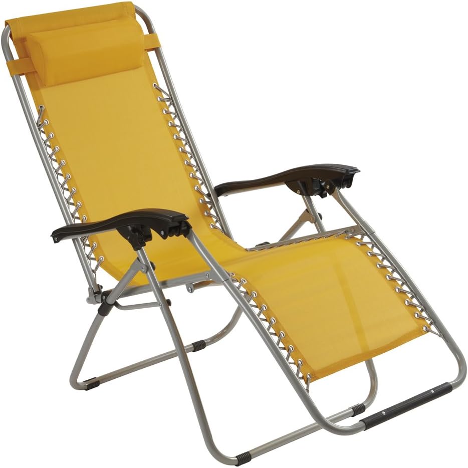 Garden Gear Patio Lawn Recliner Chair Zero Gravity Chair with padded Cushion Headrest Folding for Outdoor use Camping, Beach, Reclining Sun Lounger, Deck Chair (1, Sunburst)