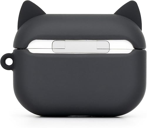 Miniatura 6 de Dumkery Linda funda para Airpods Pro, funda para Airpods Pro 2 de gatos y gatitos con bigote negro, divertidos animales de dibujos animados en 3D, a