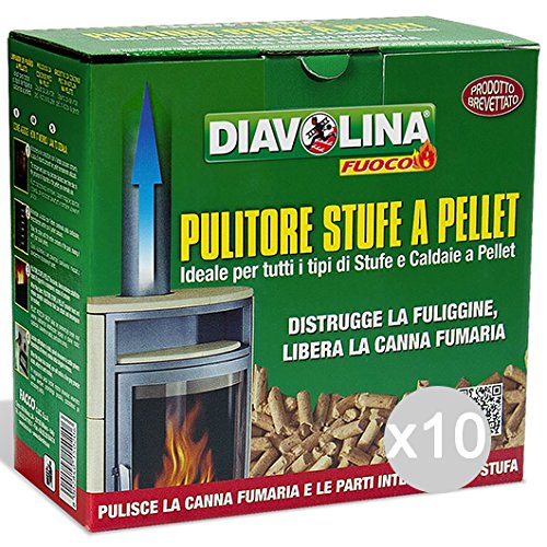 Set 10 DIAVOLINA Pellet Spazzacamino Kg 1,5 Per Barbecue E Camino