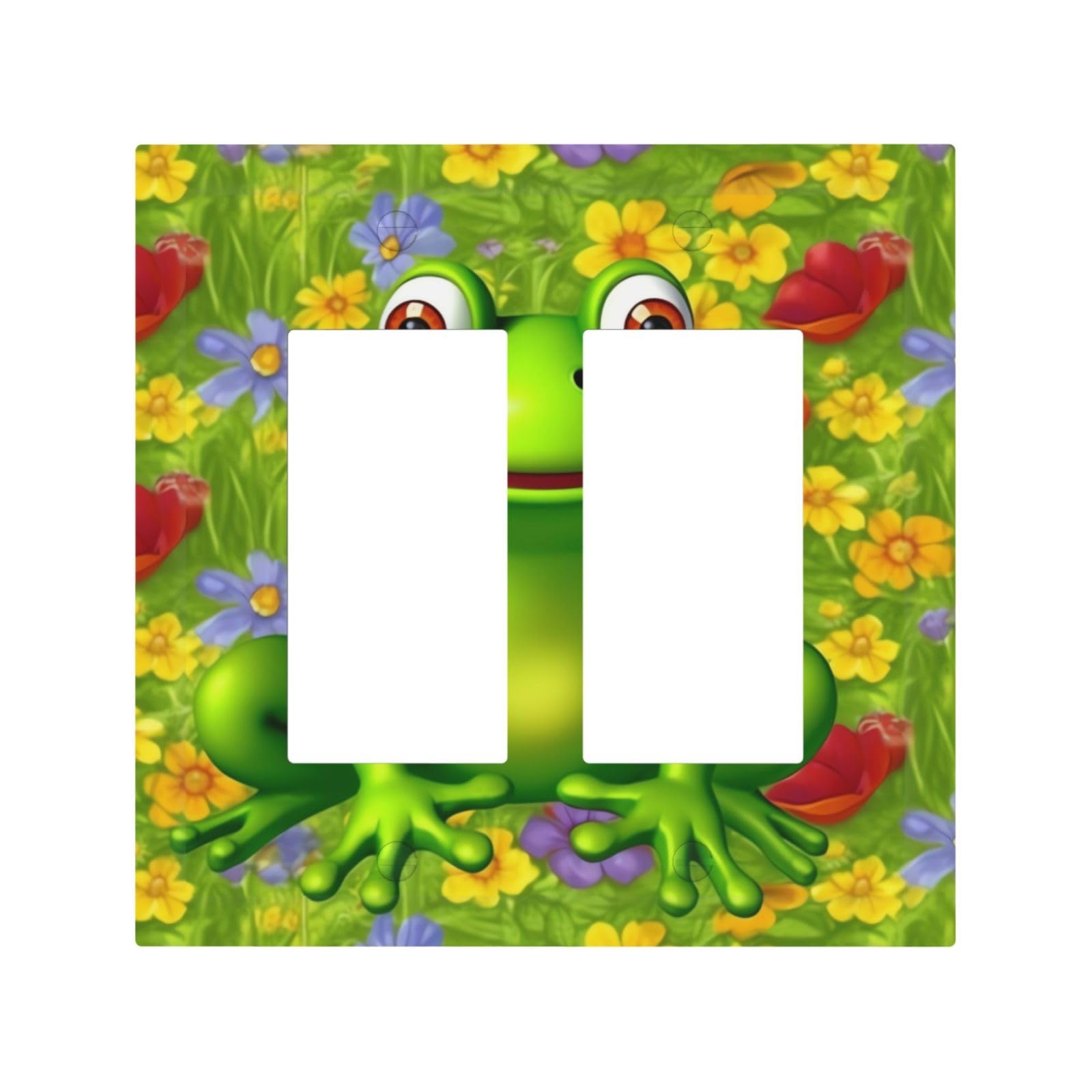 Decorator Double Toggle Light Switch Covers frog Wall Plate 2-Gang Mid Size 5" x 4.9" Double Toggle Switch Wallplate Decorative 2 Gang Wall Switch Plate Covers