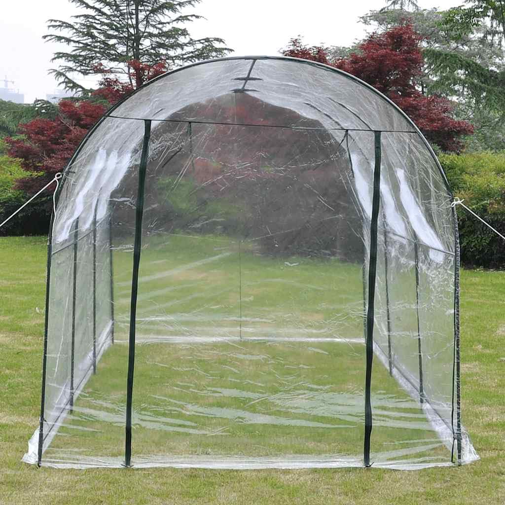 Invernadero con puerta con cremallera, cubierta verde transparente, grande y móvil para principiantes y jardineros experimentados
