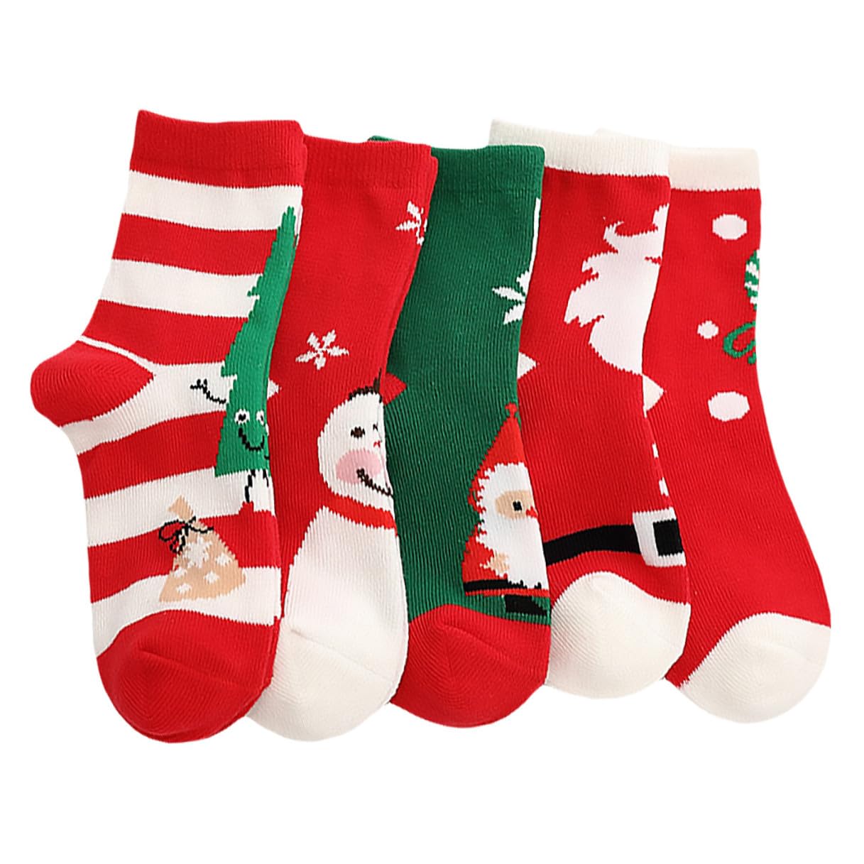 LIFKOME 5 Paia Calze di Natale Calde Calze Medie Cartoni Animati per Ragazzo Ragazza Ragazza e Adulti per Autunno e Inverno