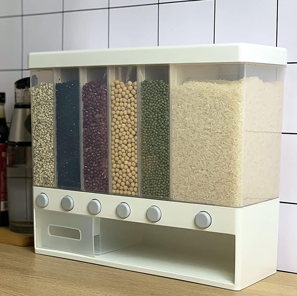 Whole Grains Rice Bucket Wall-Mounted Rice Storage Tank Out Rice plastic kitchen storage food container rangement cuisine - (Color: A)