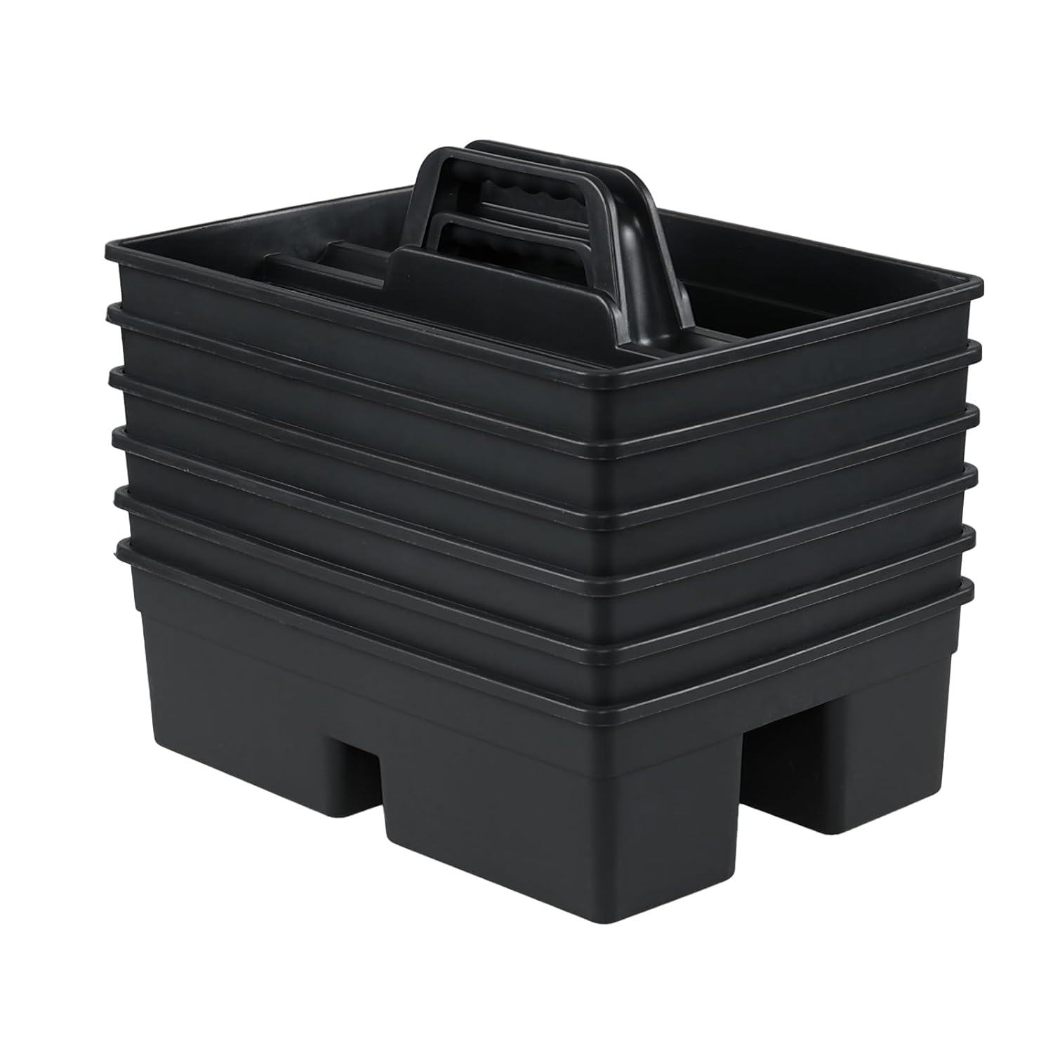 Haodehen 6 Packs Plastic Cleaning Supplies Storage Caddy with Handle 3-Compartment Portable Shower Basket Tote