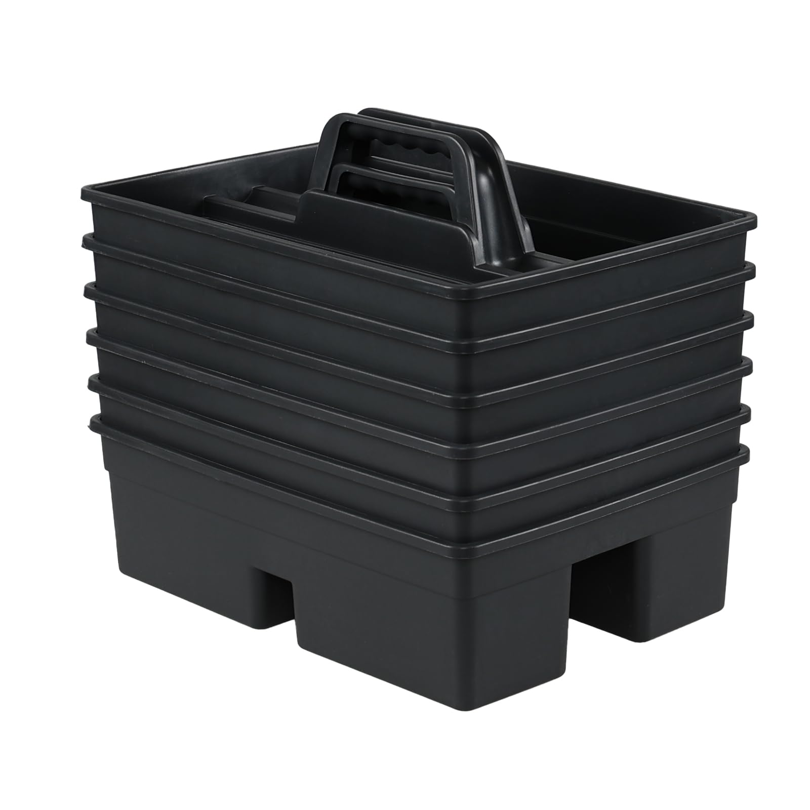 Haodehen 6 Packs Plastic Cleaning Supplies Storage Caddy with Handle 3-Compartment Portable Shower Basket Tote