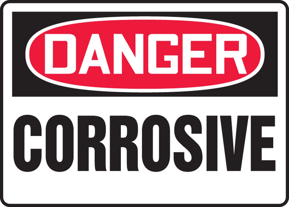 Panneau mural DANGER Corrosive pour marquage de sécurité des locaux techniques