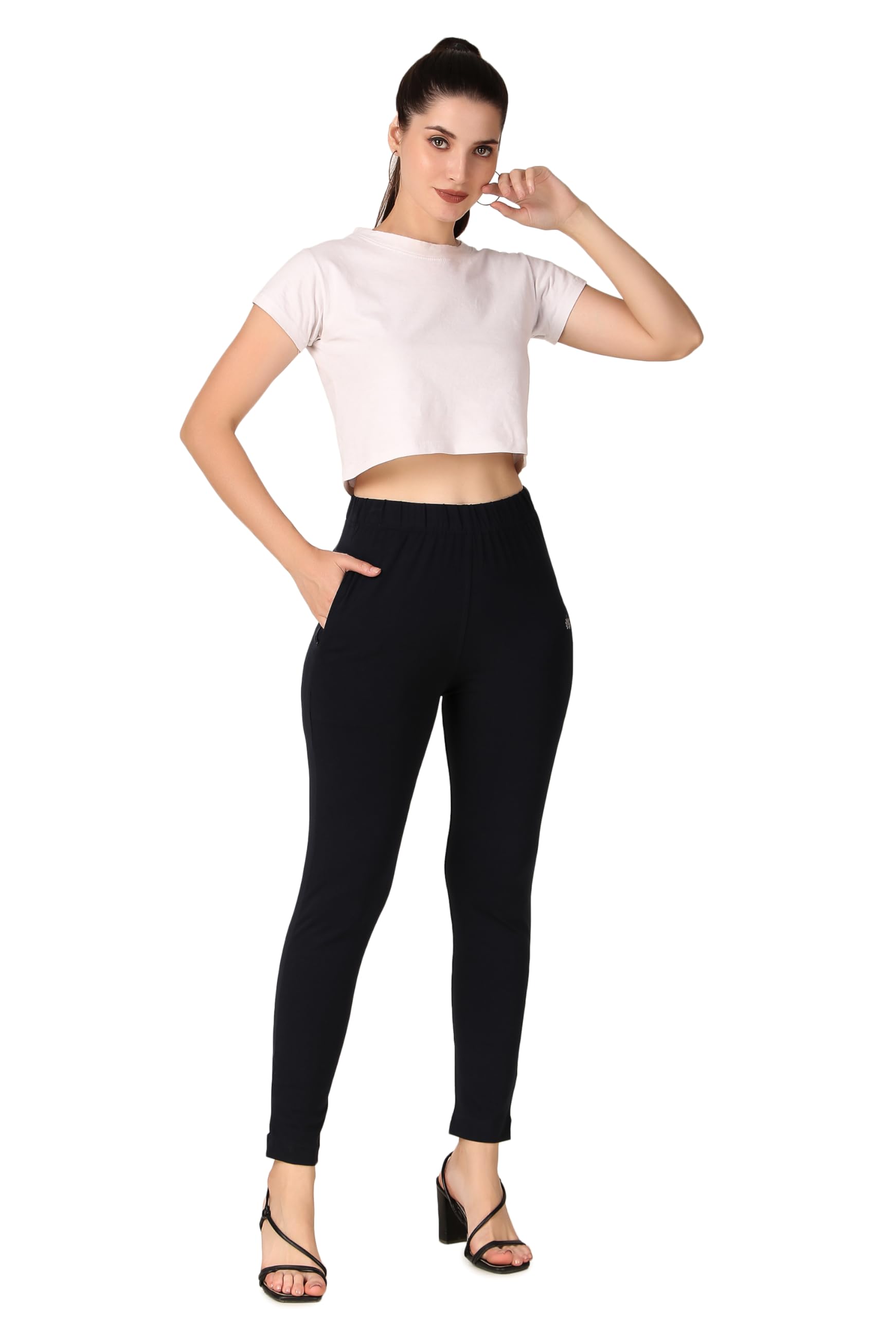 padmakshi Women's 100% Cotton Fabric Regular Fit Kurti Pants with Mobile Phone Pocket for Casual, Formal and Everyday Wear, Free Size (2XL) - Black-picture-28