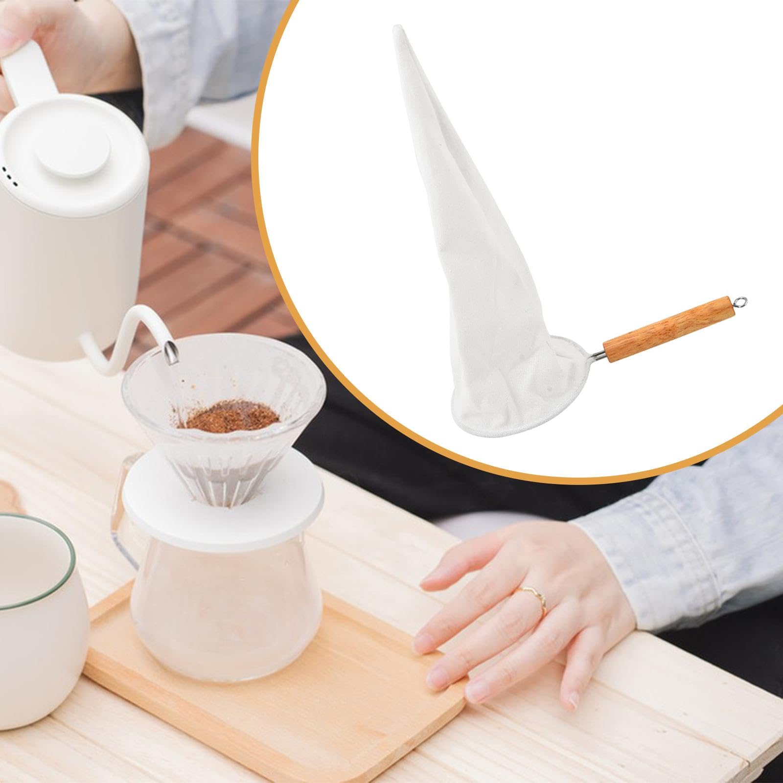 Setaccio per caffè, lavabile, con manico in legno, per caffè espresso in ufficio