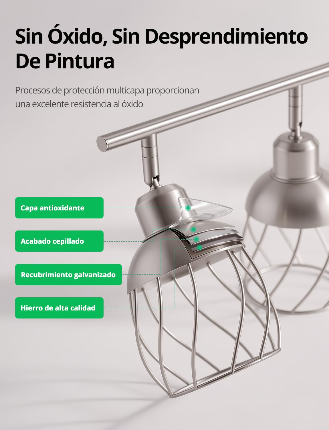 Bojim Lamparas Colgantes Salon de Techo Jaula 4 Luces Candeeiro Suspenso Dormitorio, Lampara Colgante Metal Focos Estilo Industrial Níquel para Cocina Pasillo (Sin Bombilla)