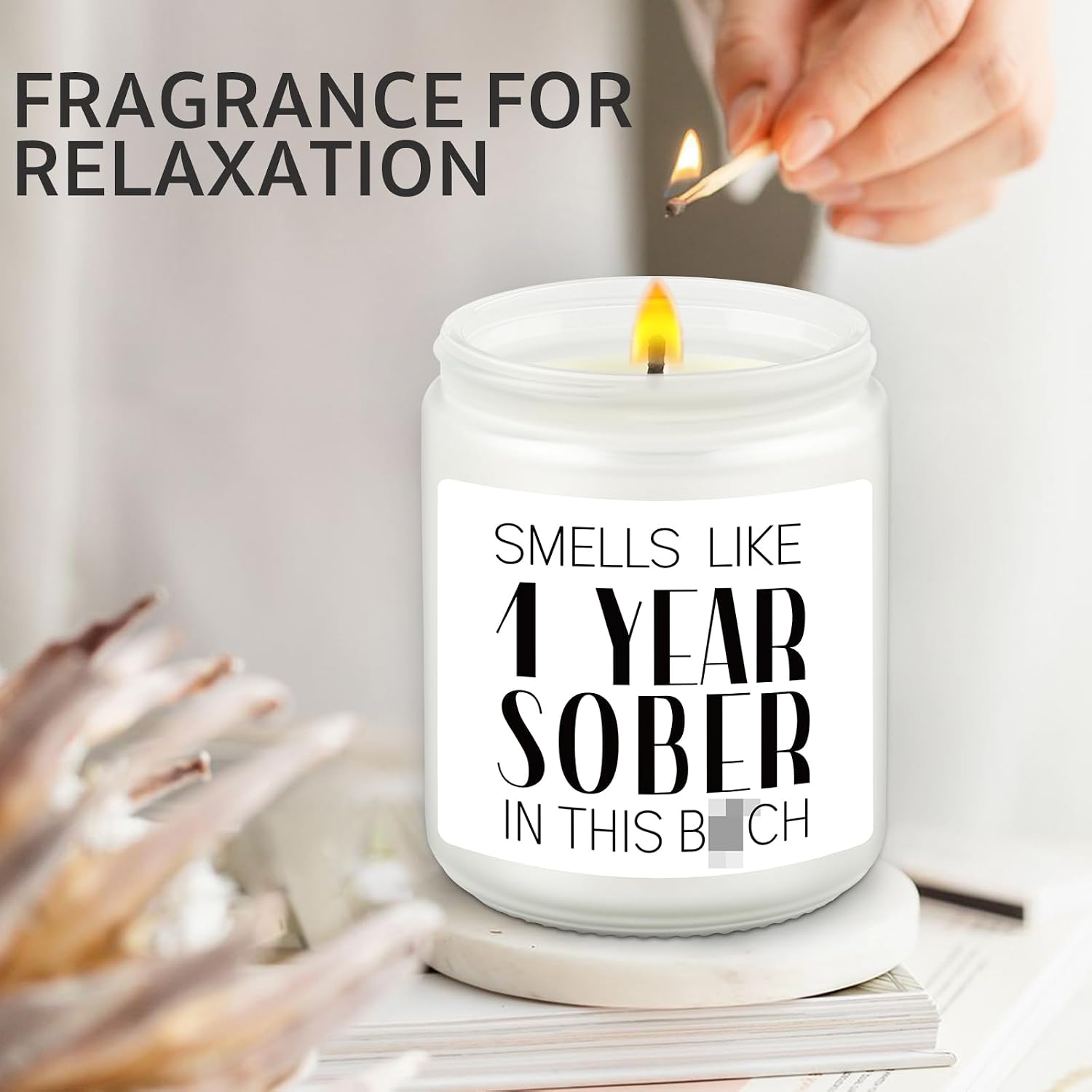 1 Year Sober Gift Candle - Sobriety Scented Candle Gifts for Women Men