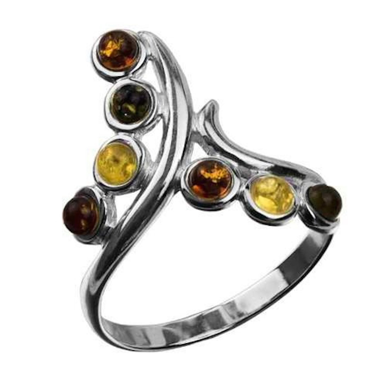 Ian and Valeri Co.Multicolor Amber Sterling Silver Tiny Stones Twig Ring