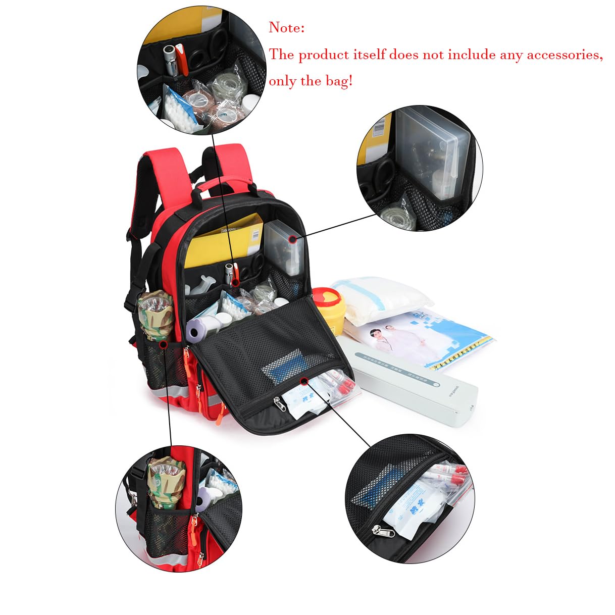 Große First Responder Trauma-Tasche, Erste-Hilfe-Kit-Rucksack, Multifunktions-Rollstuhltasche, Rollstuhl-Rucksack, First Responder EMT Trauma-Tasche (nur Tasche)