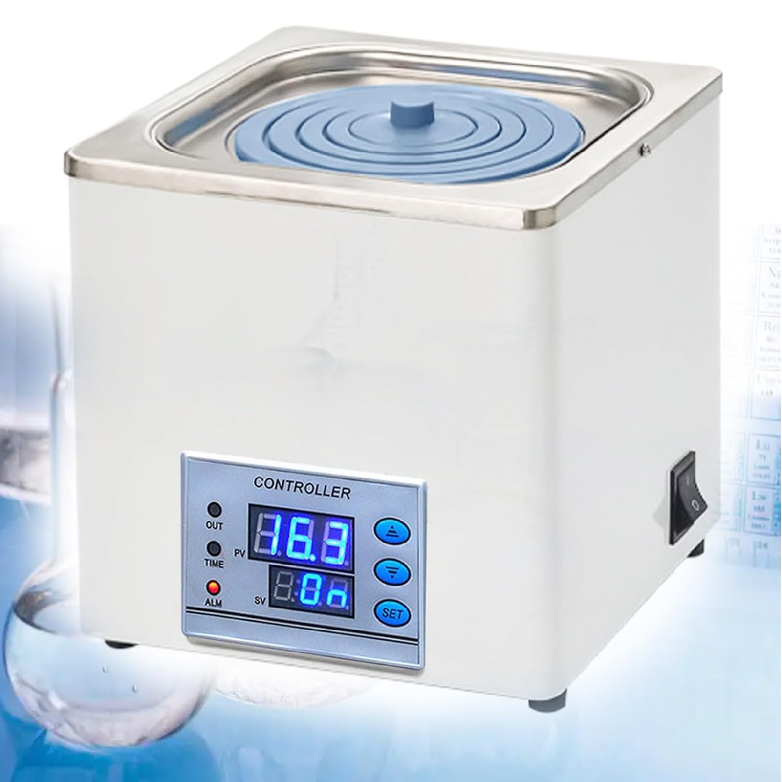TYH Baño María Termostático De Laboratorio con Calefacción Eléctrica, Pantalla Digital De 300 W, Resolución De 0,1 ℃, Tanque Interior De Acero Inoxidable, Temporizador Y Protección contra Agua