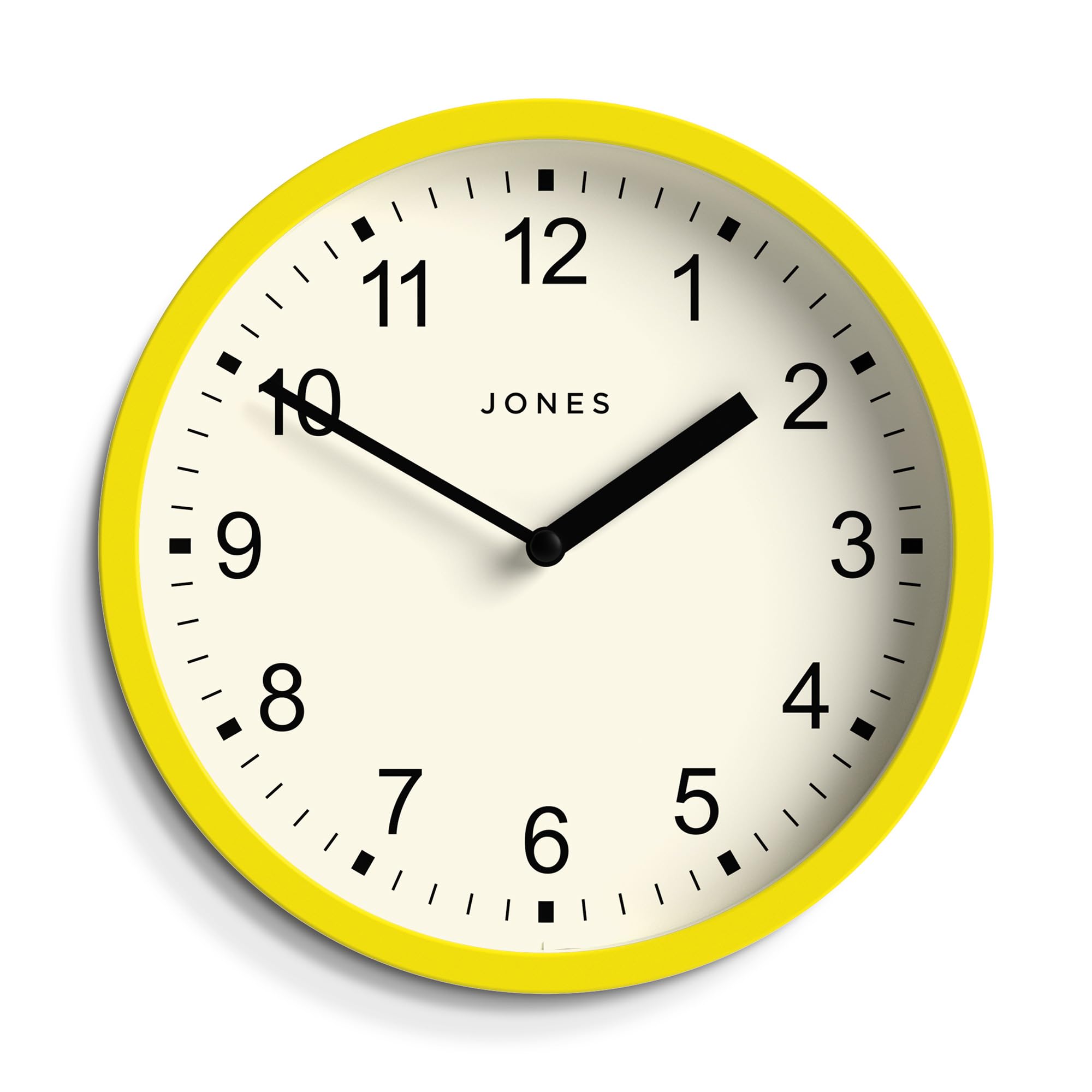 Jones Clocks® Spin wall clock, Yellow, 20 x 20 x 3.5 cm