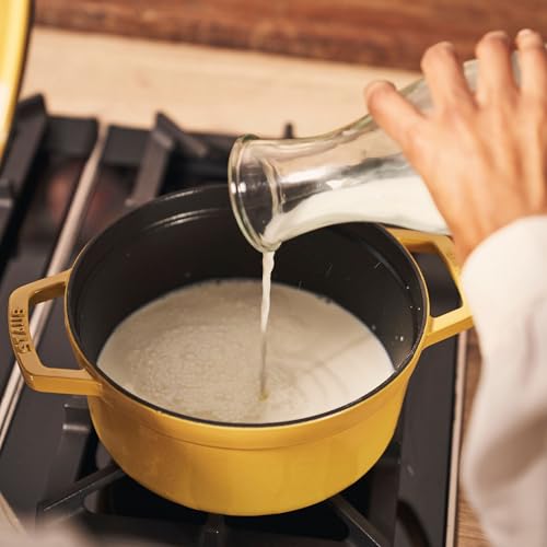 Image of Staub Cast Iron Round Cocotte, Dutch Oven, 5.5-quart, serves 5-6, Made in France, Citron