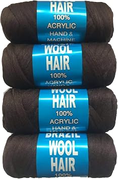 4pcs Brazilian Wool Hair Yarn for Braiding & Twisting - Coffee