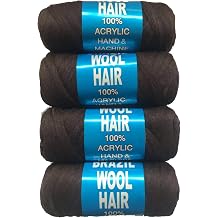 LY 4pcs Brazilian Wool Hair Yarn for Braiding& Senegalese Twisting Wool Hair Attachment Knitting Hair Braids Coffee