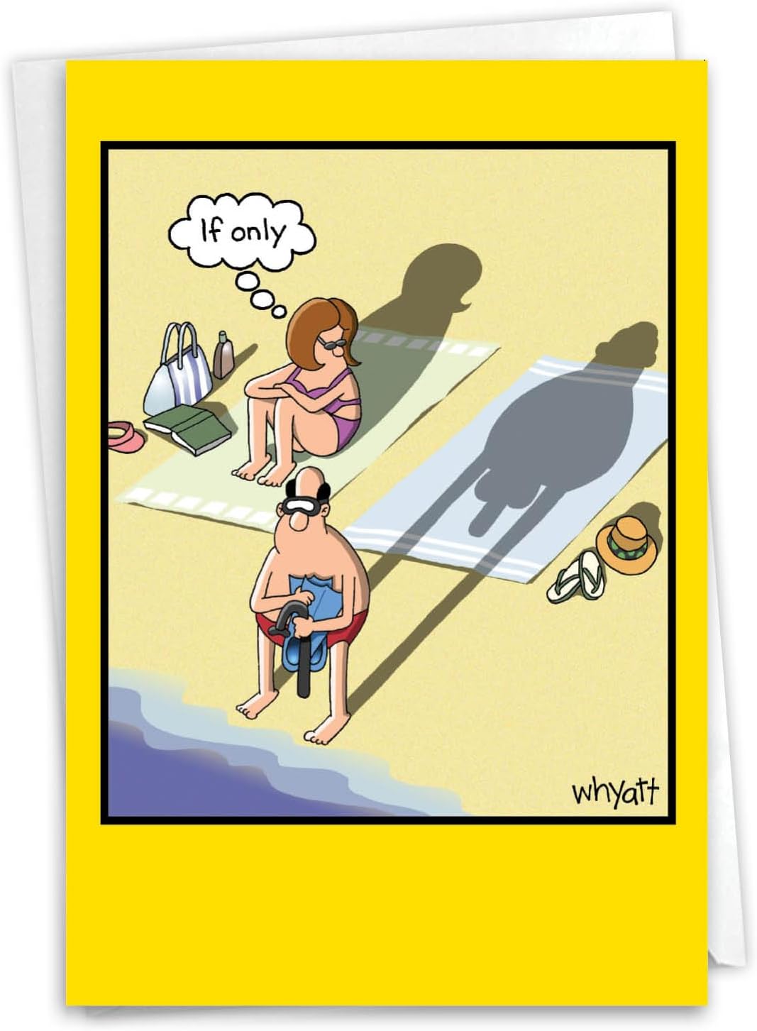 NobleWorks - 1 Funny Cartoon Card for Birthdays - Happy Bday Celebration for Grown-Ups, Humor Stationery Greeting - If Only Birthday 8296