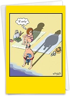 NobleWorks - 1 Funny Cartoon Card for Birthdays - Happy Bday Celebration for Grown-Ups, Humor Stationery Greeting - If Only Birthday 8296