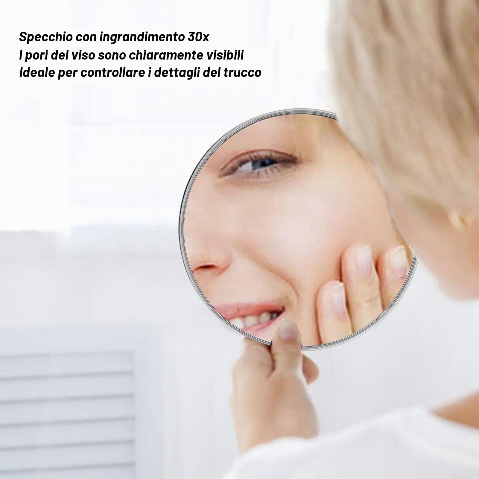 Dpofirs Specchio Ingranditore 30X con Ventosa, Grande 6 Pollici, Ingrandimento 30X, Rotondo per Trucco