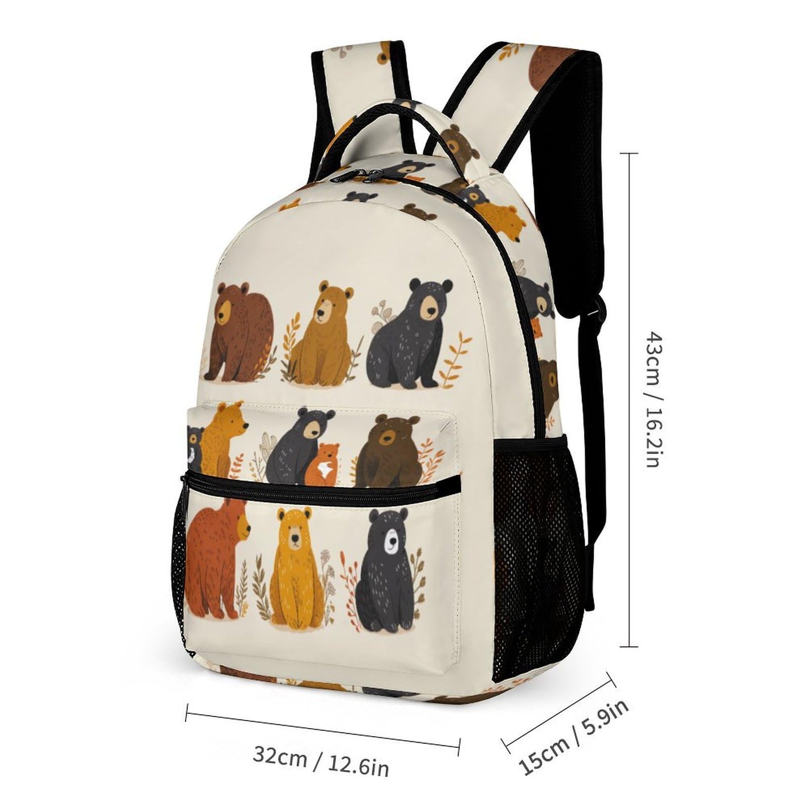 Mochila Infantil Oso para Niños 3 Piezas con Lonchera y Estuche, Mochila Escolar Estampado de Animales Niña 6-10 Años, Regalo de Cumpleaños para Escuela