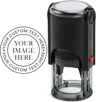 Custom Stamp Personalized Self Inking Logo Stamp-Customizable Logo&Text-Business Stamp-Fast Drying-Replaceable Ink Cartridge- Ideal for Business-Signatures Contracts Certificates Round